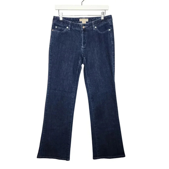 Michael Kors Size 8 Jeans Flared Legs Dark Wash Denim Mid Rise - Picture 1 of 7